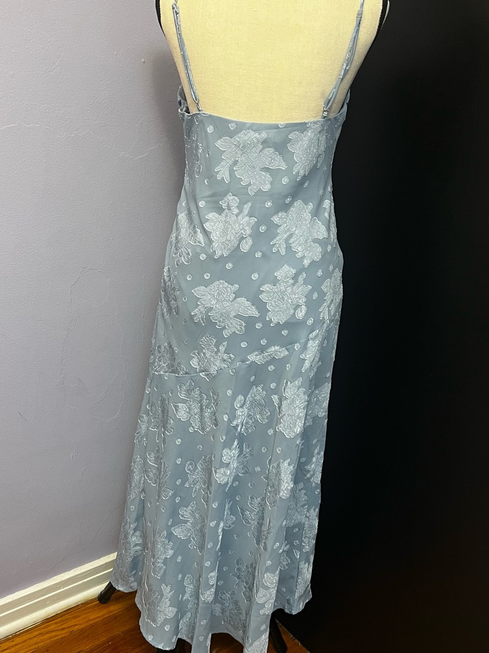 The Veda Light Blue Floral Lace Midi Slip Dress - Picture 2 of 5